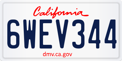 CA license plate 6WEV344