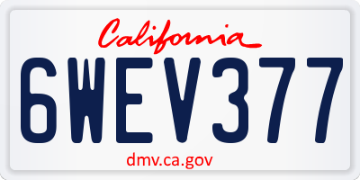 CA license plate 6WEV377
