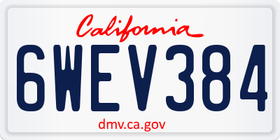 CA license plate 6WEV384