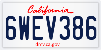 CA license plate 6WEV386