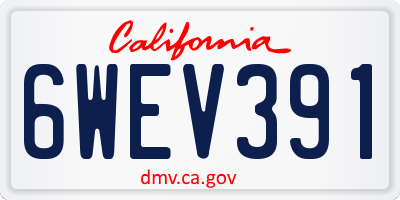 CA license plate 6WEV391