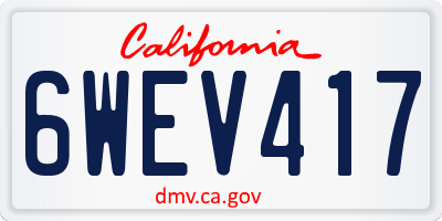CA license plate 6WEV417
