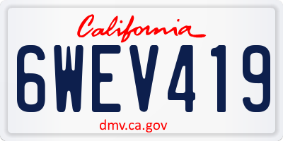 CA license plate 6WEV419