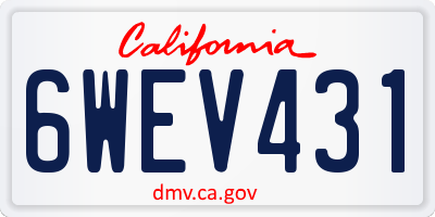 CA license plate 6WEV431