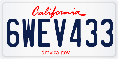CA license plate 6WEV433