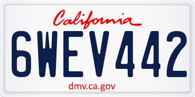 CA license plate 6WEV442