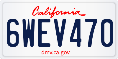 CA license plate 6WEV470