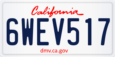 CA license plate 6WEV517