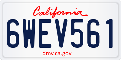CA license plate 6WEV561