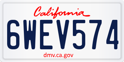CA license plate 6WEV574