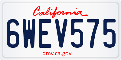 CA license plate 6WEV575