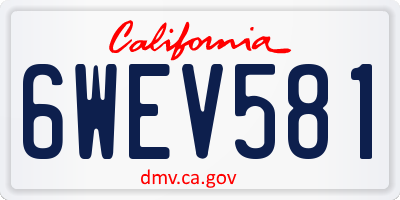 CA license plate 6WEV581
