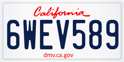 CA license plate 6WEV589