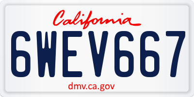 CA license plate 6WEV667