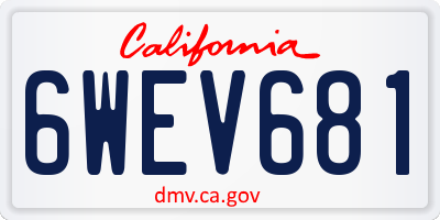 CA license plate 6WEV681