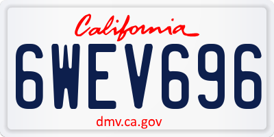 CA license plate 6WEV696