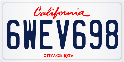 CA license plate 6WEV698