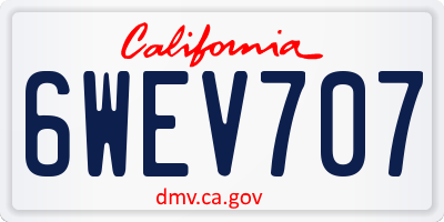 CA license plate 6WEV707