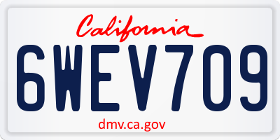 CA license plate 6WEV709