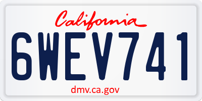 CA license plate 6WEV741