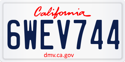 CA license plate 6WEV744