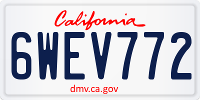 CA license plate 6WEV772