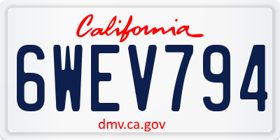 CA license plate 6WEV794