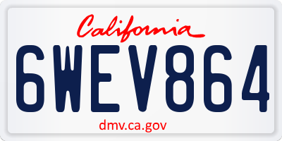 CA license plate 6WEV864