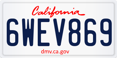 CA license plate 6WEV869