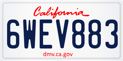 CA license plate 6WEV883