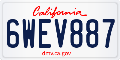 CA license plate 6WEV887
