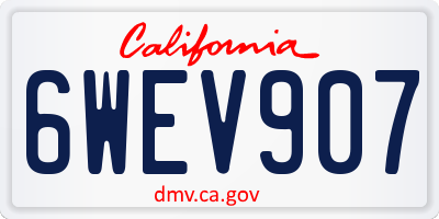 CA license plate 6WEV907