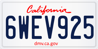 CA license plate 6WEV925