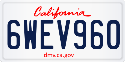 CA license plate 6WEV960