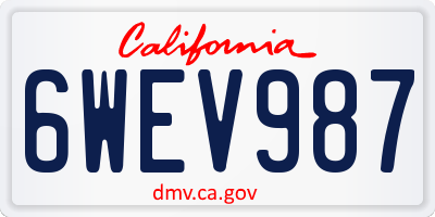 CA license plate 6WEV987