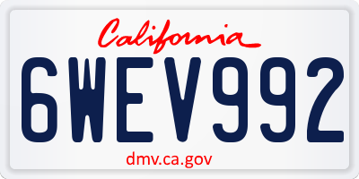 CA license plate 6WEV992