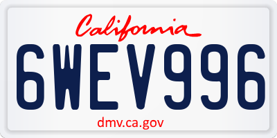 CA license plate 6WEV996