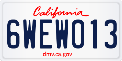 CA license plate 6WEW013