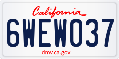 CA license plate 6WEW037