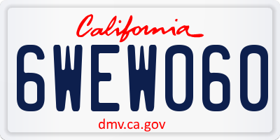 CA license plate 6WEW060