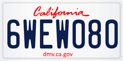 CA license plate 6WEW080