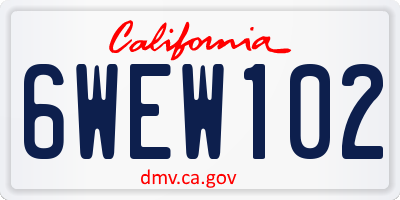 CA license plate 6WEW102