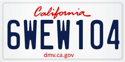 CA license plate 6WEW104