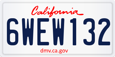 CA license plate 6WEW132