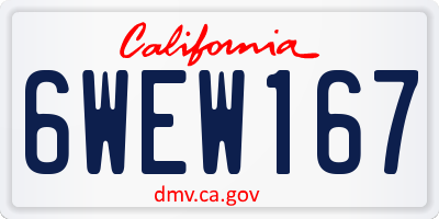 CA license plate 6WEW167
