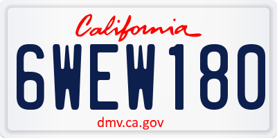 CA license plate 6WEW180