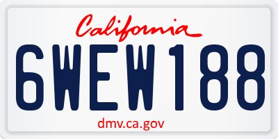 CA license plate 6WEW188