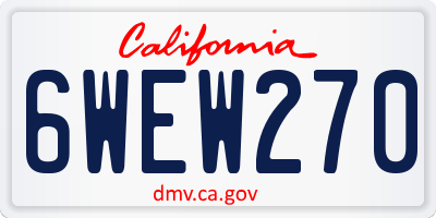 CA license plate 6WEW270