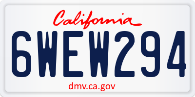 CA license plate 6WEW294