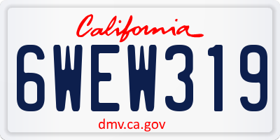 CA license plate 6WEW319